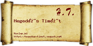 Hegedűs Timót névjegykártya